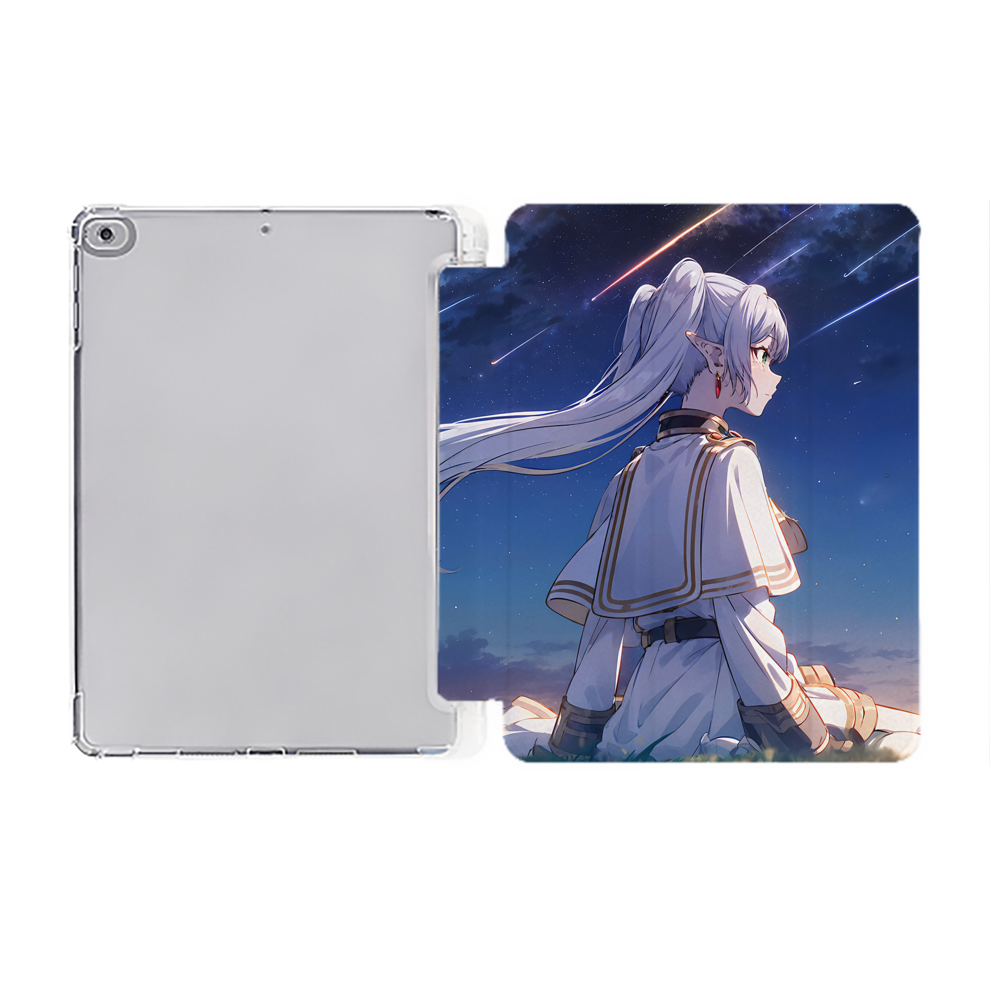 （画像用） 葬送のフリーレン Frieren IPad ケース ペン収納付き 三つ折りスタンド PUレザー×シリコン 対応機種9.5/10.5/10.9インチ
